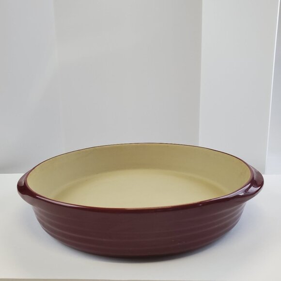 Pampered Chef Family Heritage Stoneware Deep Dish Pie Plate Cranberry 10" - Picture 2 of 6
